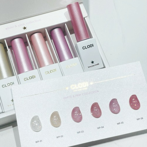 【CLODI】White & Pink Glitter Set of 6