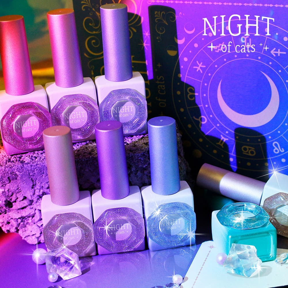 【CATS ME】 Night of Cats 8-piece set: magnetic gel, reflective gel