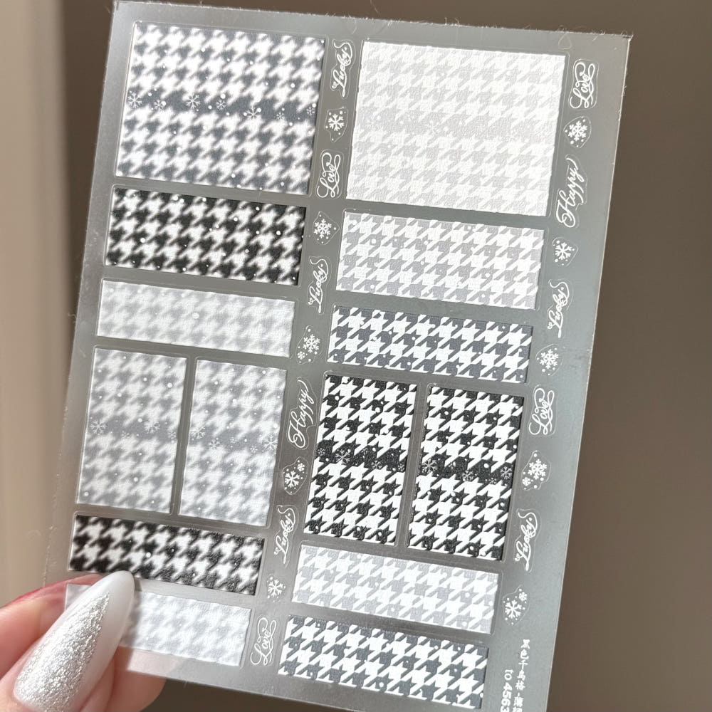 【AURA GLITTER】Snowflake Houndstooth Nail Sticker