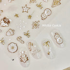 【AURA GLITTER】White Cookie Nail Stickers Christmas Winter